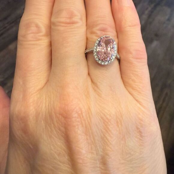 Stunning 5ct Pink Ice CZ Sterling Silver Ring Size 6 Womens Statement Accessory - Picture 6 of 11